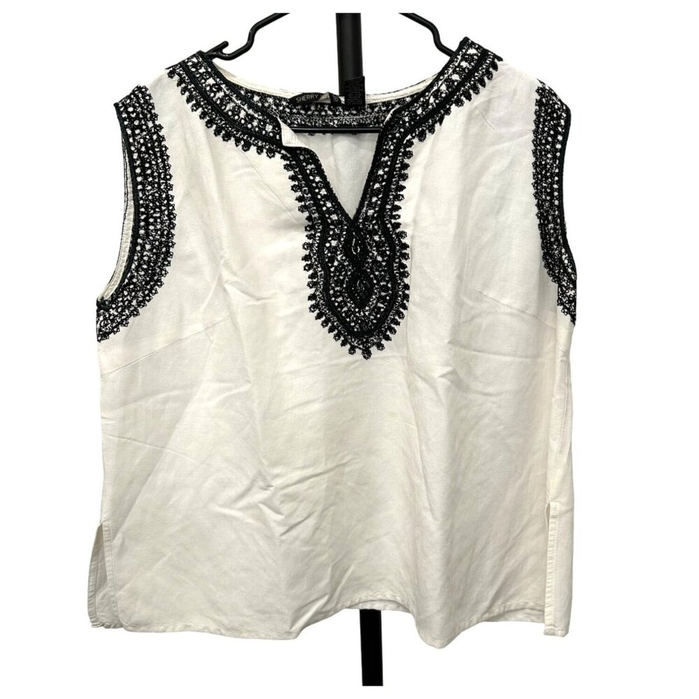 Sherry Taylor White Embroidered Sleeveless Blouse SZ 1X
